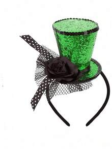 1 pieza Sombrero mini rojo elegante y de moda con diadema, pieza de cabeza encantadora para té para mujeres, adecuado para volver al colegio, fiestas, festivales de música, Halloween, Navidad, Año Nuevo - Multicolor - Ver 4