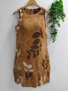 Plain  Dress With Fake - Coffee Brown - View 1