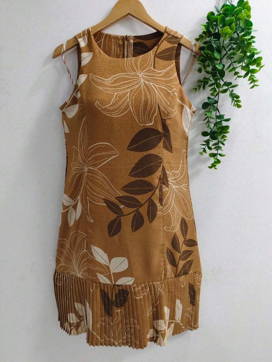 Plain Dress With Fake - Coffee Brown - View 1