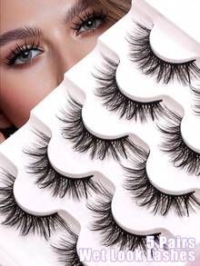 FindLove 5 Cặp Mi Giả 10-17mm Mi Manga Mềm Mịn và Tự Nhiên, Mi Nối Tự Nhiên, Mi Giả Lông Chồn Dưỡng Dày Dài Cong Mịn, Quà Tặng Cho Bé Gái Và Phụ Nữ, Dụng Cụ Trang Điểm - màu đen - Xem 1