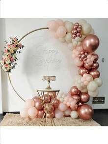 51/26pcs/Dusty Pink Blush Balloons, Retro Boho Pink Balloons Cream White Balloon Pearl Light Rose And Metallic Rose Gold Confetti Balloon For Girls Baby Shower Woman Birthday Wedding Party Decorations - Multicolor - View 4