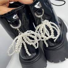 2pcs Beaded Bow Shoe Charms, Elegant Accessories For Boots/Shoes, Suitable As Gift For Girlfriend