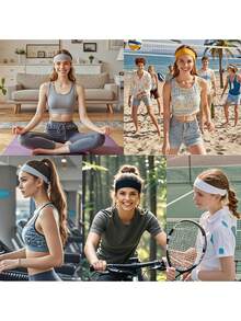 9pcs/1pc Women & Men Sports Elastic Sweatband Headband, Yoga Running Hair Accessories, Black/White/Grey Fashion Hair Ties Women Scarf Fall Hair Band Workout Women Bandana Autumn Hair Wrap Winter For Vacation Outfits Woman