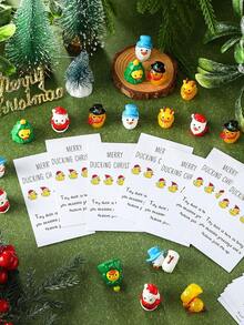 36 Stück/18 Stück Weihnachts-Mitarbeitergeschenk-Set, enthält 12 Stück/6 Stück Mini Gelbe Enten, 12 Stück/6 Stück Dankeskarten und 12 Stück/6 Stück Organzabeutel, Mini Harz Gelbe Enten Figuren mit Weihnachtsmützen, inspirierende Geschenke, Harz Enten für Mitarbeitergeschenke, motivierende Notizkartengeeignet für Kollegen, Freunde, Weihnachts-Mitarbeitergeschenke, Büro-Taschengeschenke, Weihnachtsparty-Gastgeschenke