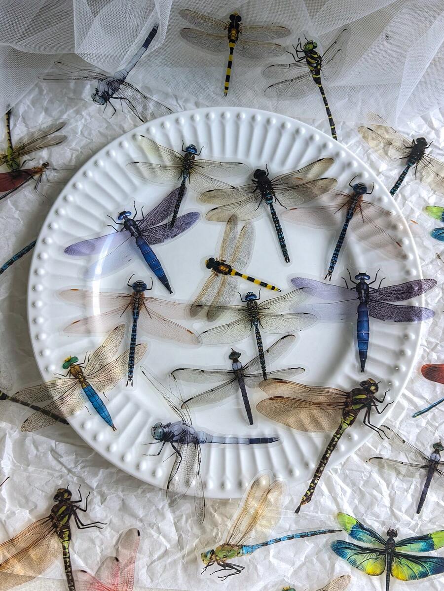 30 miếng/gói miếng dán trang trí hình chuồn chuồn bằng nhựa PET dùng để làm sổ lưu niệm - Một cỡ - Xem 1