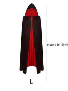 可翻转的黑色和红色万圣节圣诞斗篷，化妆舞会服装 - 黑色紅色雙面 - 查看 13