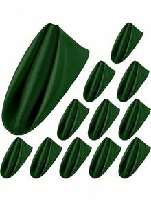 4/8/12/16 Pieces Jade Green Ruffled Satin Napkins -17x17 Inch Square Soft Polyester Wedding Banquet Napkins, Wrinkle Resistant Machine Washed,Christmas