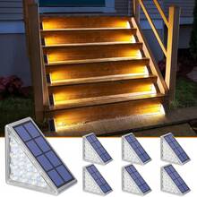 6pcs Solar Powered Stair Lights, Solar Stair Lights - Auto On/Off, Warm White, LED Outdoor Stair Lights, Solar Powered Decorative Lights, Suitable For Garden Stairs, Yard, Deck, Front Steps, Pathway, Driveway, Porch And Patio Outdoor Lighting Decor - Multicolor - View 5