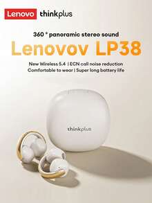 Auriculares Bluetooth Lenovo LP38, estilo intrauricular con calidad de sonido envolvente, audio direccional 5.4, micrófono para llamadas, deporte, carrera, música, juegos, larga duración de batería, aislamiento pasivo del ruido, inalámbrico para smartphones y tabletas - Blanco - Ver 11