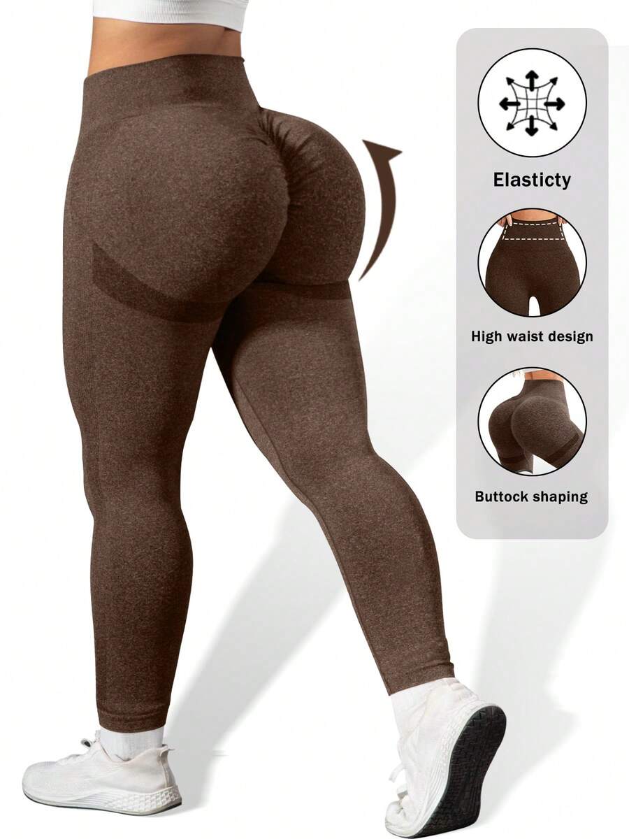 Plus Size Women Seamless High-Waisted Yoga Pants, Oversized Yoga Pants Are Very Fat, Can Be Worn With A High Waist And Nude. They Are 9/10 Plus Size Leggings, Yoga Pants And Leggings Yoga Pants Plus Size Plus Size Gym Clothes Tie-Dye - 棕色 - 查看 1