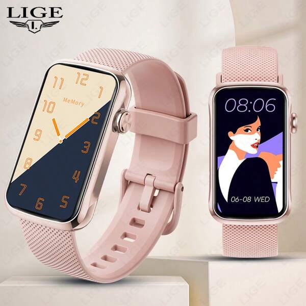 LIGE La nouvelle montre connectée LIGE a plusieurs modes sportifs, étanchéité à la vie, prévisions météorologiques, rappel d'appel, prise en charge de 3+1 cadrans fixes, rappel de message, bracelet de montre connectée multifonctionnel, élégant et compact pour femmes et filles