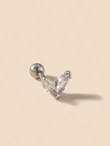 1pc Minimalist Copper Alloy & Cubic Zirconia Snake, Leaf, Crown Shaped Cartilage Earring, Suitable For Women's Daily, Work And Leisure Wear