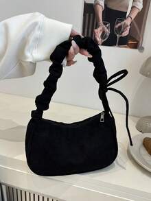 Women's Casual Solid Color Minimalist Shoulder Bag - Black - View 4