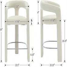 Modern Counter Height Bar Stools Set Of 3, 26"H Barrel Counter Stools For Kitchen Counter, Upholstered Barstools With Back And Armrest, Sherpa Bar Stools For Kitchen Island,Home Bar Furniture, Green - Màu B - Xem 2
