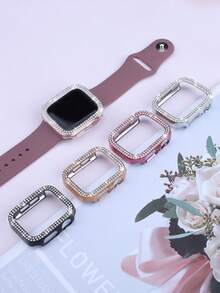 5-Pcs Set For Women, Rhinestone Decoration, Charming And Fashionable, Drop-Proof Protective Case, Compatible With Apple Watch Cases 38/40/41/42/44/45/46/49mm, Compatible With Apple Watch Series Ultra/Se/11/10/9/8/7/6/5/4/Se, Hard Pc Hollow Shell, Touch-Sensitive, Easy To Wear