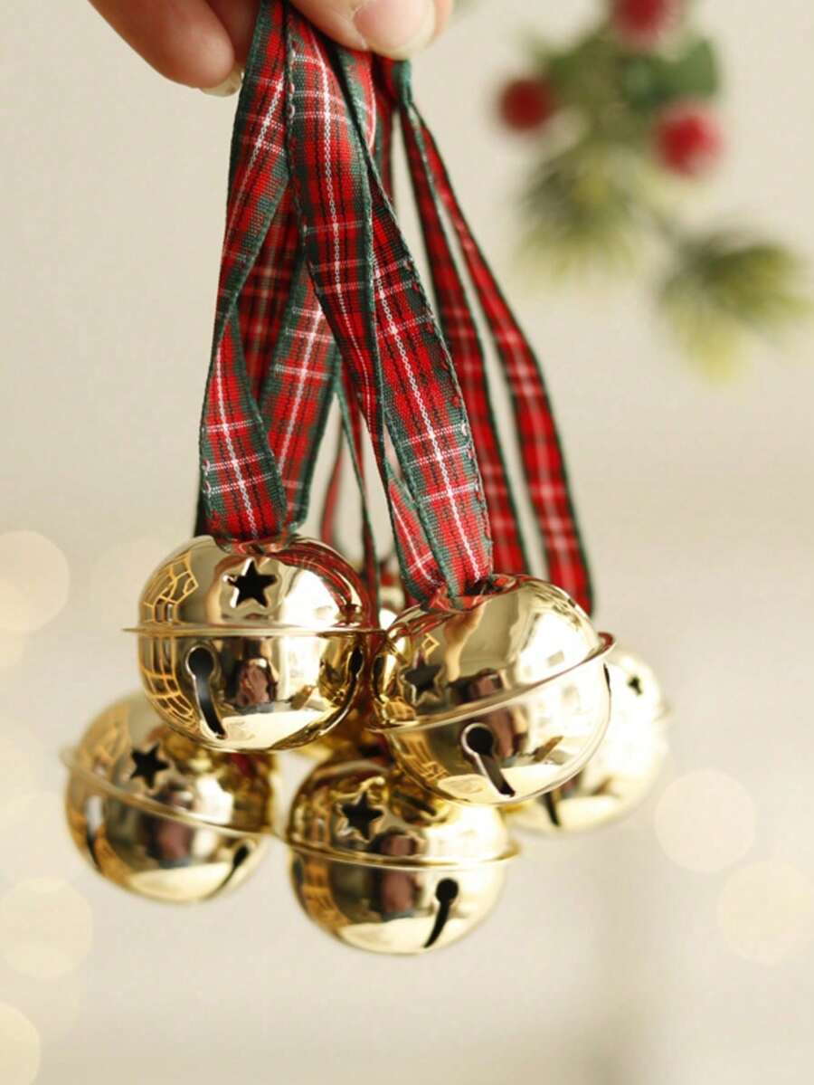 1/3/6 piezas Campanas de Navidad estilo vintage, decoración colgante redonda de acero inoxidable, adecuada para bodas, duchas nupciales, Pascua, Acción de Gracias, regalos festivos - Decoración para jardín y patio al aire libre