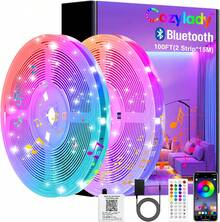 Luces LED Blutooth 30M, Tira LED RGB 5050 Inteligentes, Luz LED Sincronizar con Music, Control Remoto IR de 44 Teclas + Control de App, para Cuarto, Bar, Fiesta, DecoracióN de Interior - 40/131 pies - Ver 9