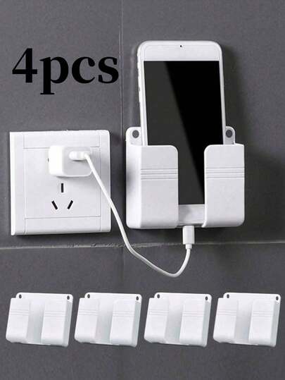 1/4 件粘贴式壁挂手机支架免打孔收纳盒电视遥控器手机插头充电支架兼容 、Android 手机，生日、家庭、遥控器和手机及充电器支架、卧室装饰、朋友手机配件的礼物