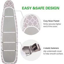 Uniwersalny pokrowiec na deskę do prasowania z elastyczną krawędzią, odporny na plamy i przypalenia, gruba wyściółka, osłona termiczna na żelazko, nadający się do prania i łatwy w czyszczeniu, odporny na blaknięcie, do długotrwałego użytkowania; kompatybilny z większością domowych urządzeń do prasowania, idealny do codziennej pielęgnacji odzieży i sezonowego przechowywania; doskonały do prasowania w domu i pielęgnacji odzieży, wystroju kuchni i artykułów gospodarstwa domowego. - Wielokolorowe - Zobacz 6