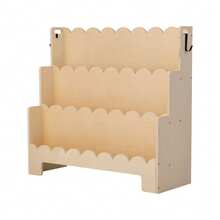 Montessori Bookshelf, 3-Tier Scalloped Kids Bookshelf, Front Facing Toddler Bookcase, Dual Hooks For Hanging Backpacks, Baby Bookshelf For Kids Room, Living Room, Entryway, Nursury, Preschool - Kệ gỗ 21-30 inch màu nâu nhạt - Xem 8