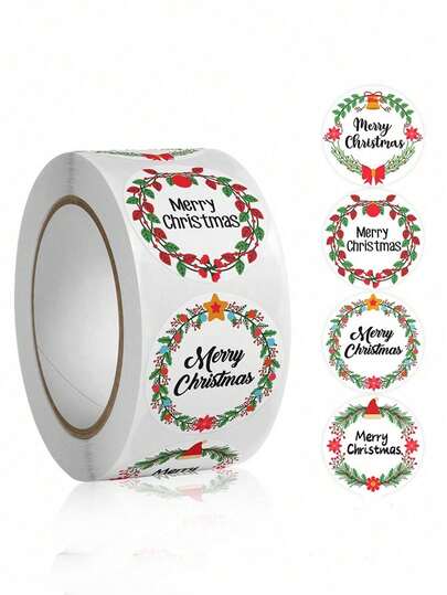 500 pezzi/rotolo Adesivi natalizi, etichette per decorazione regalo