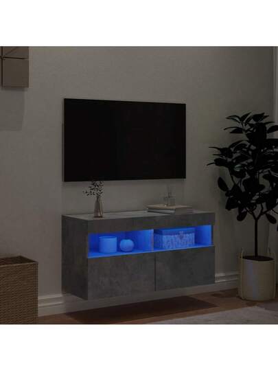 VidaXL TV Wand Unit LED Lighting 80x30x40 Cm Concrete Grijs view 4