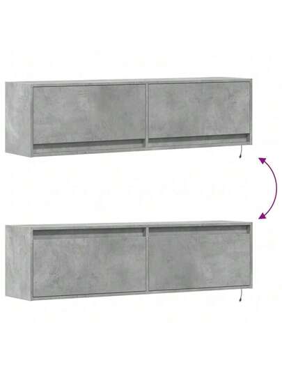 VidaXL TV Wand Unit LED Lighting 140x31x38 Cm Concrete Grijs view 10