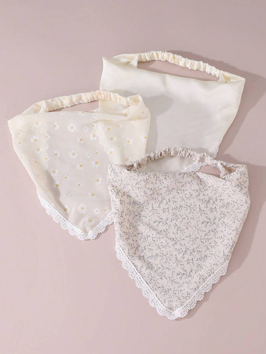 3件套女孩雏菊花饰发带头巾套装,适合日常装饰 - 彩色 - 查看 1