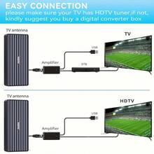 Antena de TV de largo alcance, modelo 2025, antena HD interior para televisores inteligentes y antiguos, compatible con 8K 4K 1080p, amplificador de señal con cable coaxial de 10.0 metros, alimentado por USB, voltaje de funcionamiento de 5V, sin batería requerida, solo receptor de señal de radio