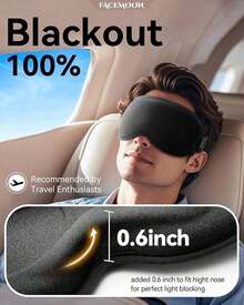 Weighted Eye Mask For Sleeping - Blackout Sleep Mask For Women Men, FACEMOON Lash Extension Eye Covers, Memory Foam, 3D Contoured, Airplane Travel Essentials, Blindfold For Meditation(Gray) - Black - View 6