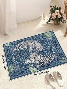 1pc Tiger Area Rugs, Boho Washable Rugs For Living Room, Vintage Soft Dining Room Rug, Non Slip Resistant Large Floor Carpet For Office Bedroom,Living Room,Entrance Welcome Door Mat,