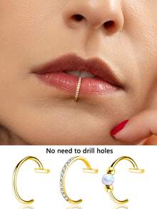 2 chiếc/1 chiếc khuyên môi bạc không xỏ khuyên phong cách Punk, khuyên môi giả thời trang và cá nhân hóa, khuyên môi bằng thép titan, trang sức nữ, khuyên môi thích hợp cho trang phục hàng ngày của nam và nữ, đồ bơi bãi biển, tắm nắng. Vũ hội, tiệc tùng, ngày lễ tình nhân, Halloween, Giáng sinh, Ngày của Mẹ, mùa tựu trường, quà tặng sinh nhật cho bạn gái/bạn trai/mẹ/cha/bạn cùng lớp, trang sức nữ Y2K - vàng - Xem 1
