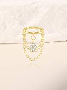 EleRunis 1 Stück 925 Sterling Silber Blumen Kette Ohrringe Nasen Knorpel Helix Piercing Feiner Schmuck für den täglichen Gebrauch, Hochzeit, Party, Verlobung, Jahrestag, Valentinstag