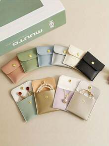 20/1pc Faux Leather Jewelry Pouches With Snap Closure Jewelry Storage Bag - Luxurious Gift Bags For Earrings, Necklaces, Bracelets, And Rings - Perfect For Storage & Pieceaging ﻿,Square Velvet Cloth Bag With Snap Fastener ,Velvet Jewelry Bags ,Cloth Gift Pouches Candy Gift Necklace Bracelet Packing Jewelry Beads Gift For Valentine's Day