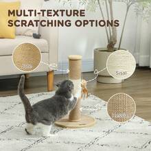 PawHut Cat Scratching Post With Jute Sisal Rope Toy Ball, 47cm, Tall Brown - Brown - View 3