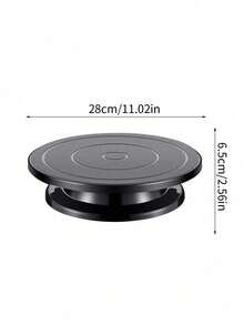 1pc 28cm Black White Plastic Cake Rotating Stand Smooth Rotating Cake Display Turntable Cakes Cupcakes Decorating Supplies Graduation - Black 28*6.5cm - View 2