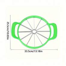 Stainless Steel Watermelon Slicer, Manual Fruit Cutter With Green Handle, Round Slicer Design, Kitchen Gadget For Home & Restaurant Use, No Power Supply Needed