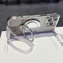 17英寸防震手机壳 + 亮粉色串珠挂绳 + 亮粉色圆形化妆镜 + 磁吸支架，兼容 17 Pro/16 Pro Max/Air，Galaxy S25/S25 Plus/S25 Ultra A07 A17 XM HW A5/ - 銀色 - 查看 4