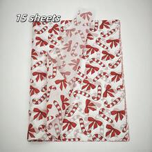 15/40 张圣诞风格糖果图案薄纸、手工包装纸、糖果和蝴蝶结设计、易碎物品保护、礼品盒填充、派对和节日装饰 - 圣诞节、节日、耐用包装、圣诞装饰、节日装饰、圣诞礼品包装纸