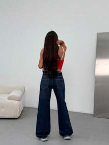 SQUALO Women's Gray Washed Straight Leg High Waist Jeans - Aquarius Blue - View 3