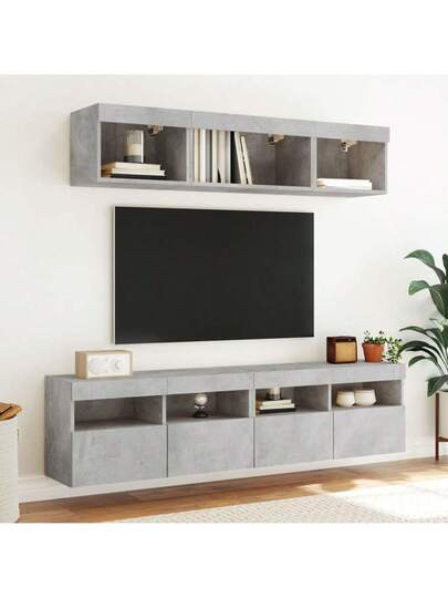 VidaXL TV Wand Unit LED Lighting 80x30x40 Cm Concrete Grijs view 6