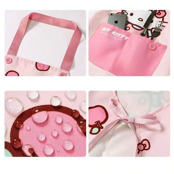 Sanrio Sanrio Kitchen Apron - Multicolor PVC Apron With Pockets, Glossy Surface, Easy To Clean, Perfect For Home Cooking, Kitchen Apron | Happy Design | Kitchen Accessories Storage Bag