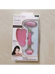 1pc Guasha Facial Massage Tool Set – Pink Roller & Scraping Board For Beauty Lifting, Meridian & Body Care - Hồng - Xem 2