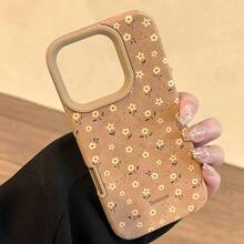 GUCADI 1 chiếc ốp lưng điện thoại màu kaki da lộn họa tiết hoa cổ điển tối giản, tương thích với dòng 16/15/14/13/12/11, Thu Đông - Màu Khaki - Xem 9