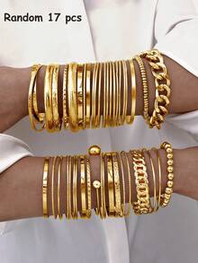 5-17 piezas Conjunto de brazaletes vintage minimalistas de moneda antigua, geometría exagerada y brazalete ancho. Brazaletes apilables minimalistas de alta gama personalizados, adecuados para mujeres, hombres, parejas, mejores amigos, vacaciones, fiestas, cumpleaños, festivales de música y uso diario.