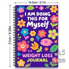 1 Pieza Diario de pérdida de peso y bienestar de 12 semanas - Medición corporal, acondicionamiento físico, sueño, dieta y seguimiento de hábitos, diseño floral vibrante con flores sonrientes, patrones de corazón y elementos animales, kit de scrapbook hecho a mano - Multicolor - Ver 2