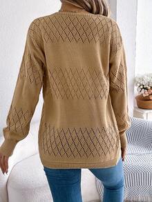 Knitted Cardigan Jacket - Khaki - View 4