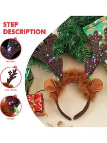 2pcs Christmas Atmosphere Night Light, LED Christmas Headband Atmosphere Night Light With Reindeer Antlers And Bells, Christmas Fairy, Holiday Decoration Lights For Christmas Party Decor, Birthday Party Decor, Outdoor Decor, Wedding Decor, Suitable For Christmas, Valentine's Day, Mother's Day, Father's Day, Can Be Used As Birthday Gift, Christmas Gift Christmas Decoration XMAS Decor Christmas Tree Gift Decor Thanksgiving Wedding Birthday Decorations For Gifts Garden Holiday Halloween Ornaments