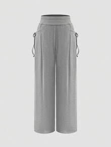 Pantalon ample à double poche de couleur unie décontracté