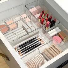 6/7 piezas Cajas organizadoras de cajón de acrílico, cajas de almacenamiento de maquillaje divididas, adecuadas para el desorden del escritorio, suministros de oficina, organización de cosméticos en cajones - Multicolor - Ver 9